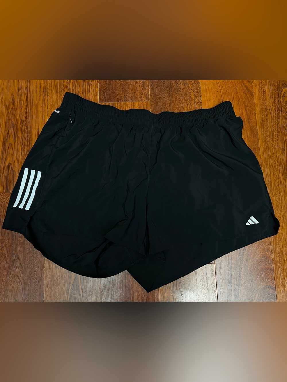 Adidas women’s plus size own the run aeroready shorts 4x black w/ white stripes